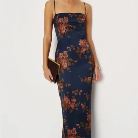 Reformation Frankie Silk Dress In Lyric, NWOT, without tags, No flaws. - Picture 2 of 9